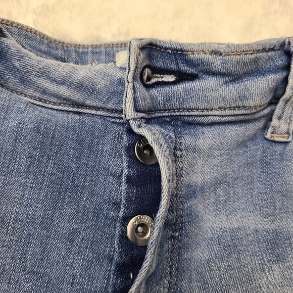 H&M x Coachella distressed straight leg raw hem lightwash button-fly jeans,Sz 12 - Picture 4 of 14